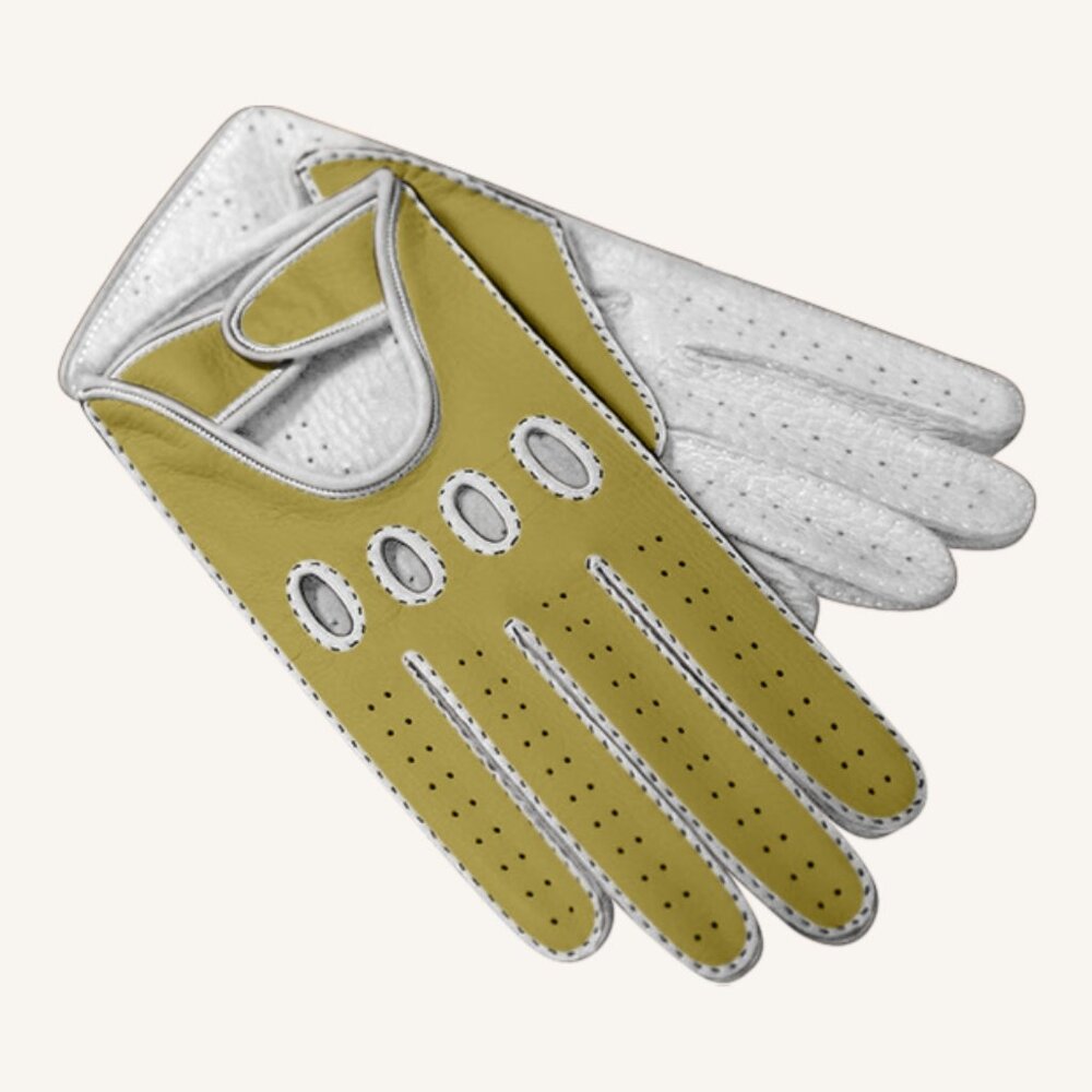 M.A.M.A. Women's Hand Gloves For Driving - Olive, White